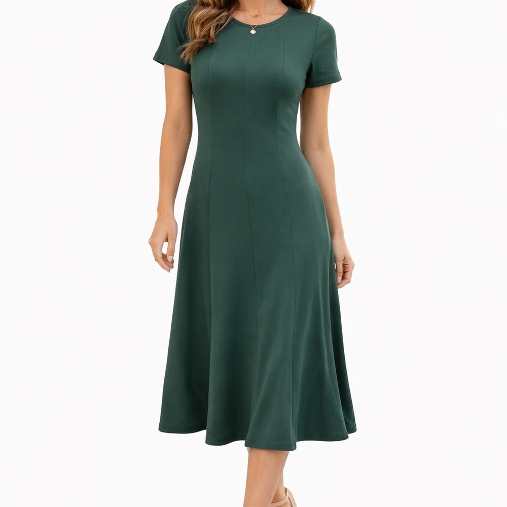 OGL Elegant Green Midi Dress
